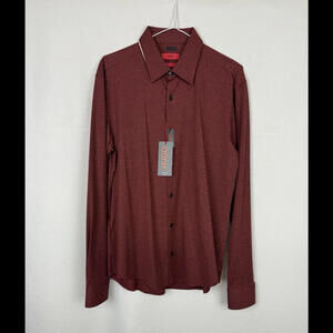 Hugo Boss Ermo Slim Fit Casual Button-Up Shirt Burgundy Size M